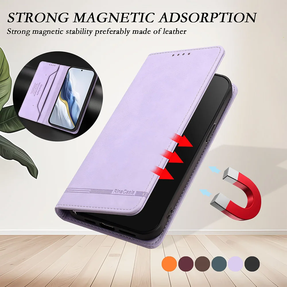 Premium Magnetic Leather Flip Wallet Case - Sleek Protective Phone Back Cover