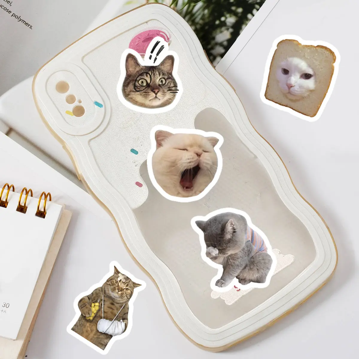 cartoon stickers 46 PCS Cartoon Cute Animal Society Mischievous Expression Cat Student DIY Stationery Laptops Decoration Stickers