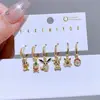 6pcs/Set Cute Cartoon Animal Pendants Huggie Hoop Earrings for Women Gold Color Zircon Crystal Jewelry 1