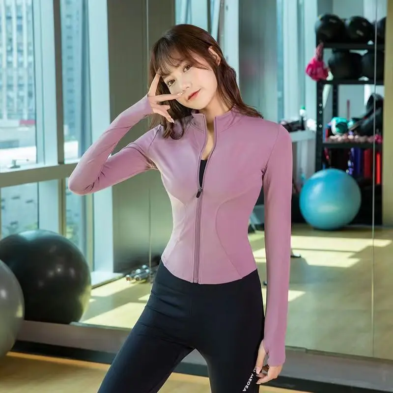 Long Sleeve Sports Jacket Women Zip Fitness Yoga Shirt Winter Warm Gym Top Activewear Running Coats Workout Clothes For Cycling 5