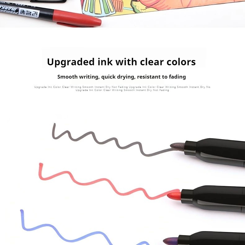 10/100 Stück Permanentmarker, 1,5 mm, wasserdicht, dünne Spitze, rohe Tinte, schwarz, blau, rot, Markierungsstifte für Büro, Schulbedarf – Detail 5