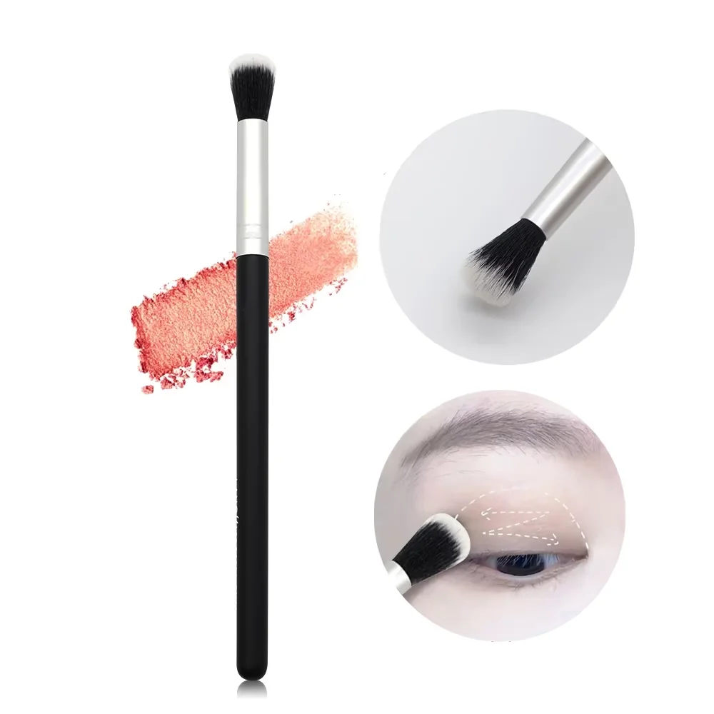 Deluxe Black Cream Foundation Buffing Brush - Premium Synthetic Hair Face Makeup Tool