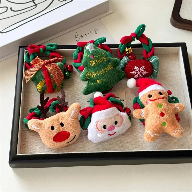 Cute Santa Claus Deer Christmas Tree Women's Braided Headband Exquisite Elegant Holiday Party Matching Girls Headwear