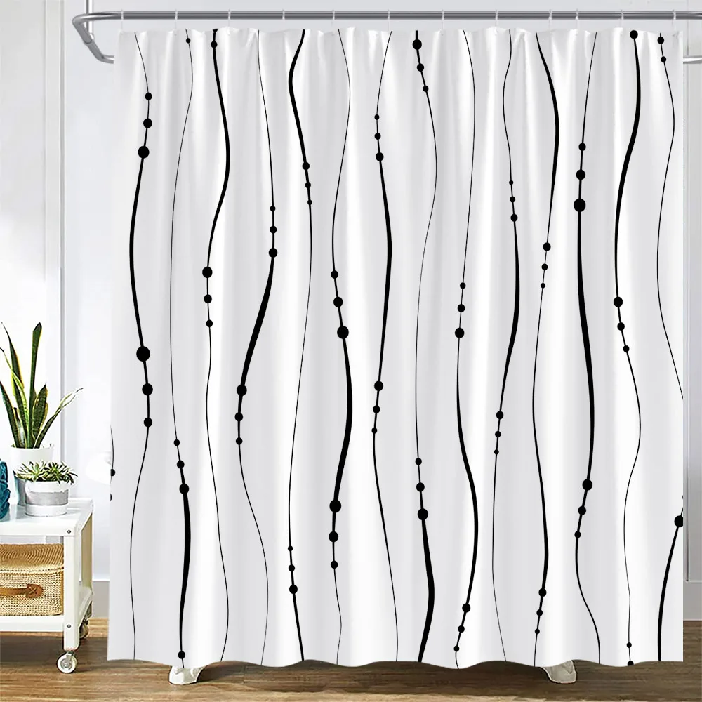 

Креативные черные занавески для душа, абстрактная художественная Геометрическая Современная Минималистичная белая занавеска для ванны, украшение для ванной комнаты с крючками