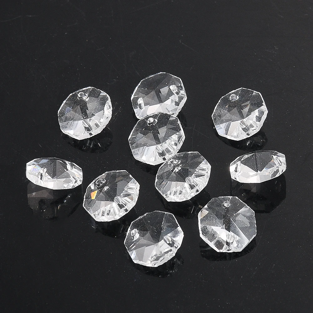 Crystal Sun Catcher Crystal Beads Crystal Beads Garlands 20PCS 14mm Octagon Beads Crystal Prism Chandelier Parts