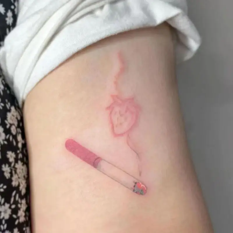 NewPinkStrawberryCigaretteTemporaryTattooStickersWaterproof