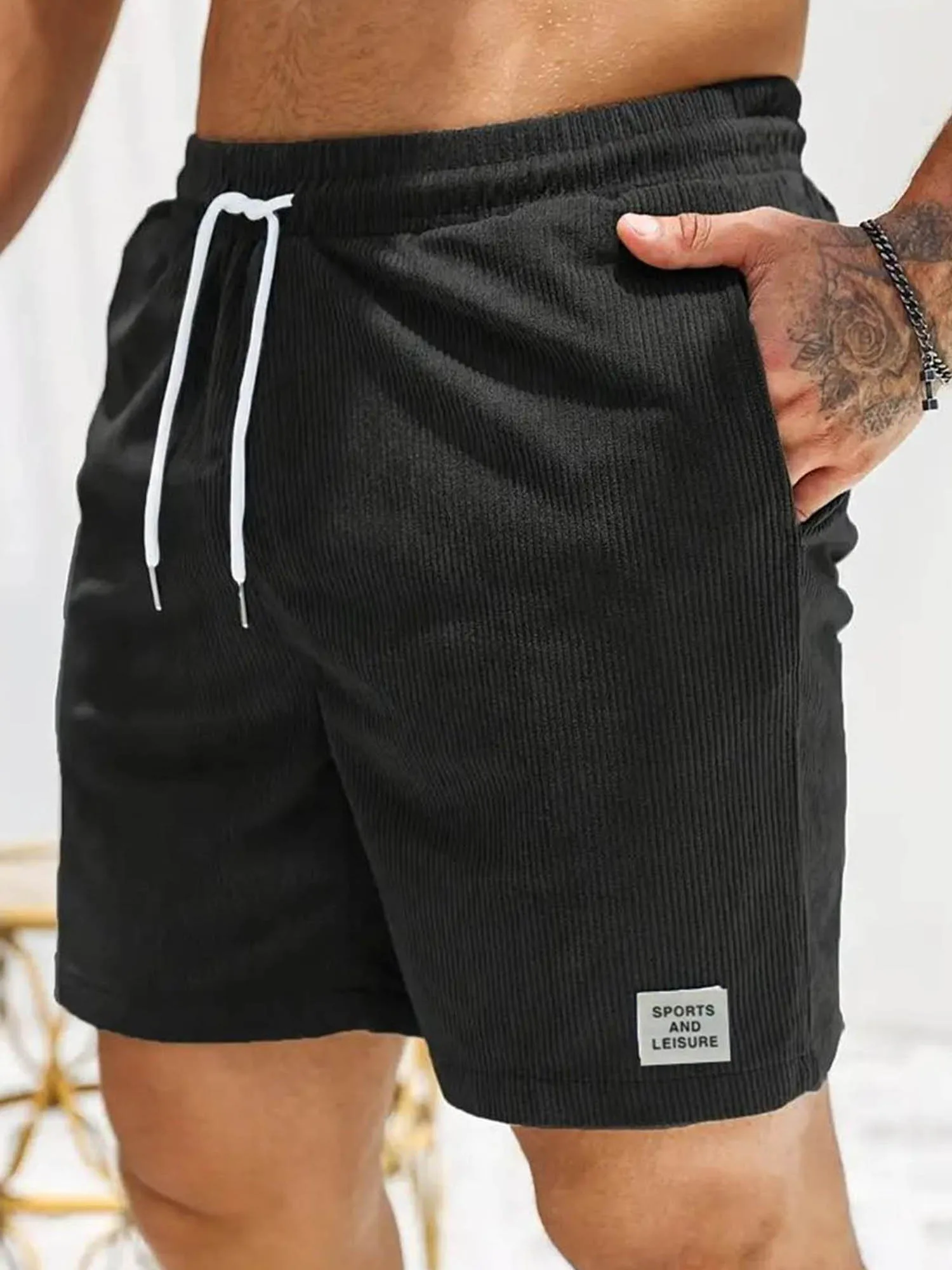 Men s Cotton Cargo Shorts Casual Loose Fit Multi-Pocket Outdoor Hiking Shorts with Drawstring Waistband