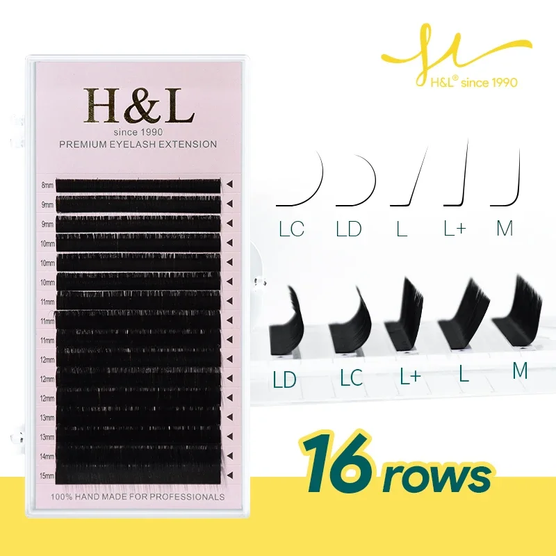H&L SINCE 1990 Mix 8~15 mm 16 Lines Premium Natural Synthetic Mink Individual Eyelash Extension Makeup Maquiagem Cilios