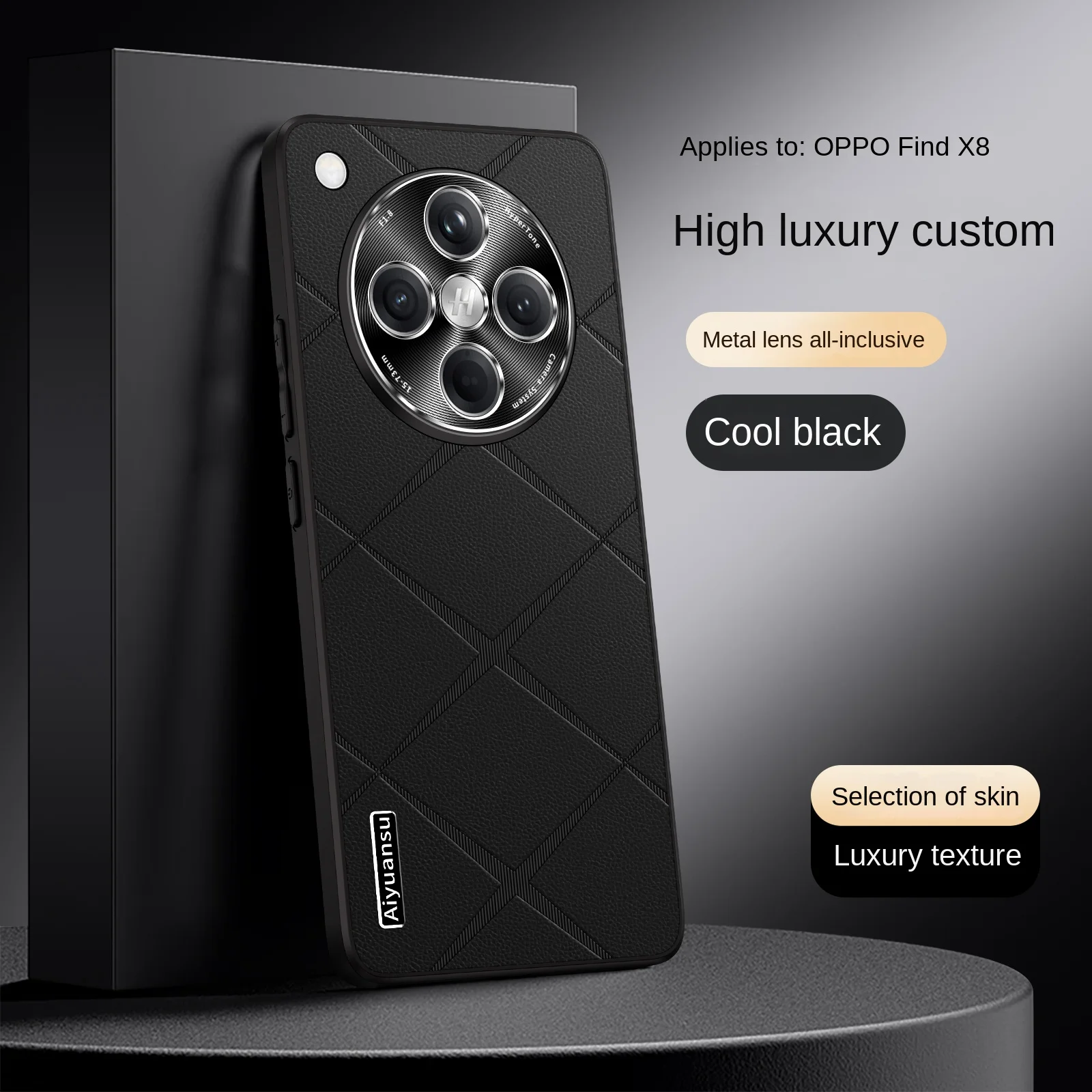 High-Luxury Vegan Leather Phone Case with Metal Lens Protection & Anti-Drop, Anti-Fingerprint Features