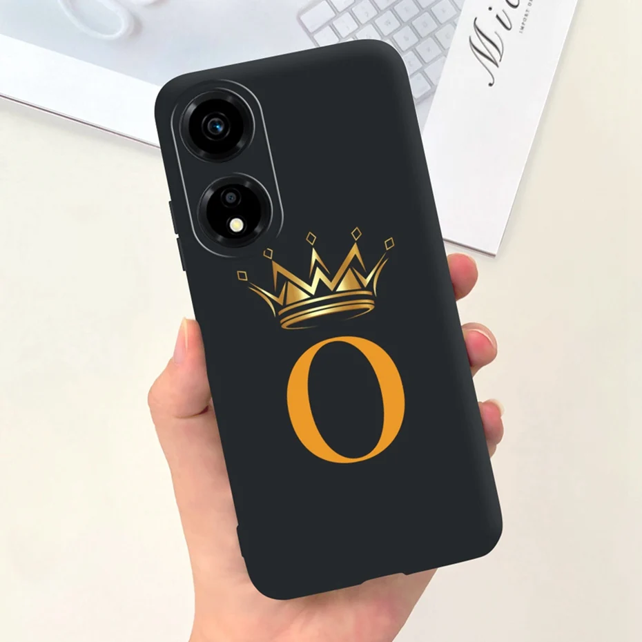 Fashion Crown Sakura Initial Letter Phone Bumper - Soft Silicon Back Cover