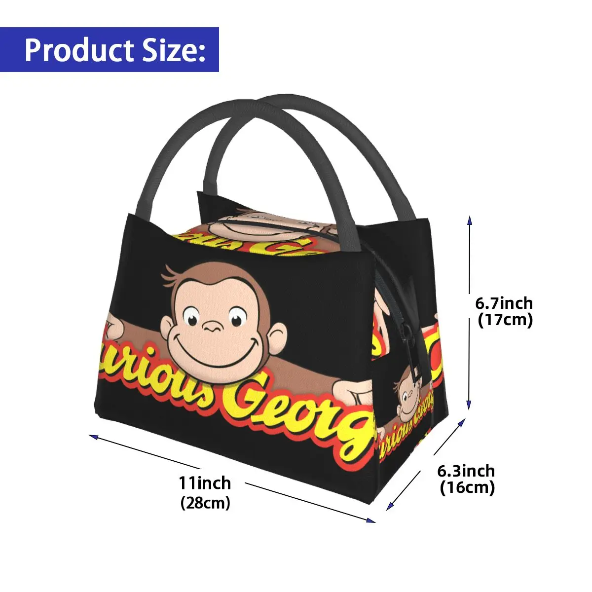 Curious George Kids Logo Portable insulation bag for Cooler Thermal Food Office Pinic Container