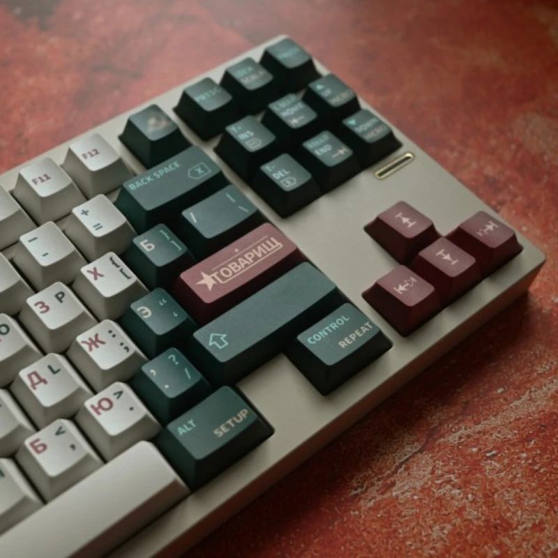 Echome-língua Russa Tema Teclado Pbt Dye-sublimação Retro Usr Perfil Cereja para Teclado Mecânico - Imagem 4