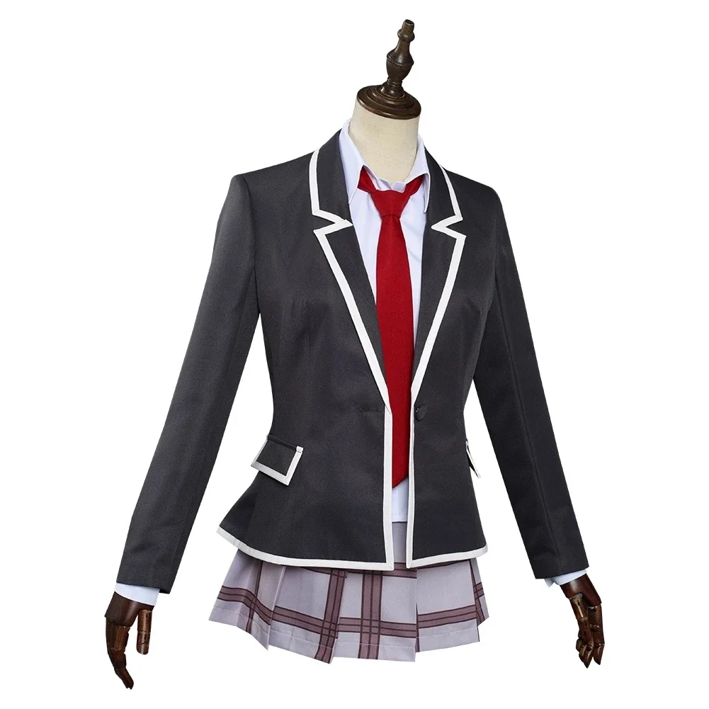 

Anime High Rise Invasion Mayuko Nise Cosplay Costume Blonde Wig Tenkuu Shinpan School Girl Uniform Skirt Set Women Carnival Suit