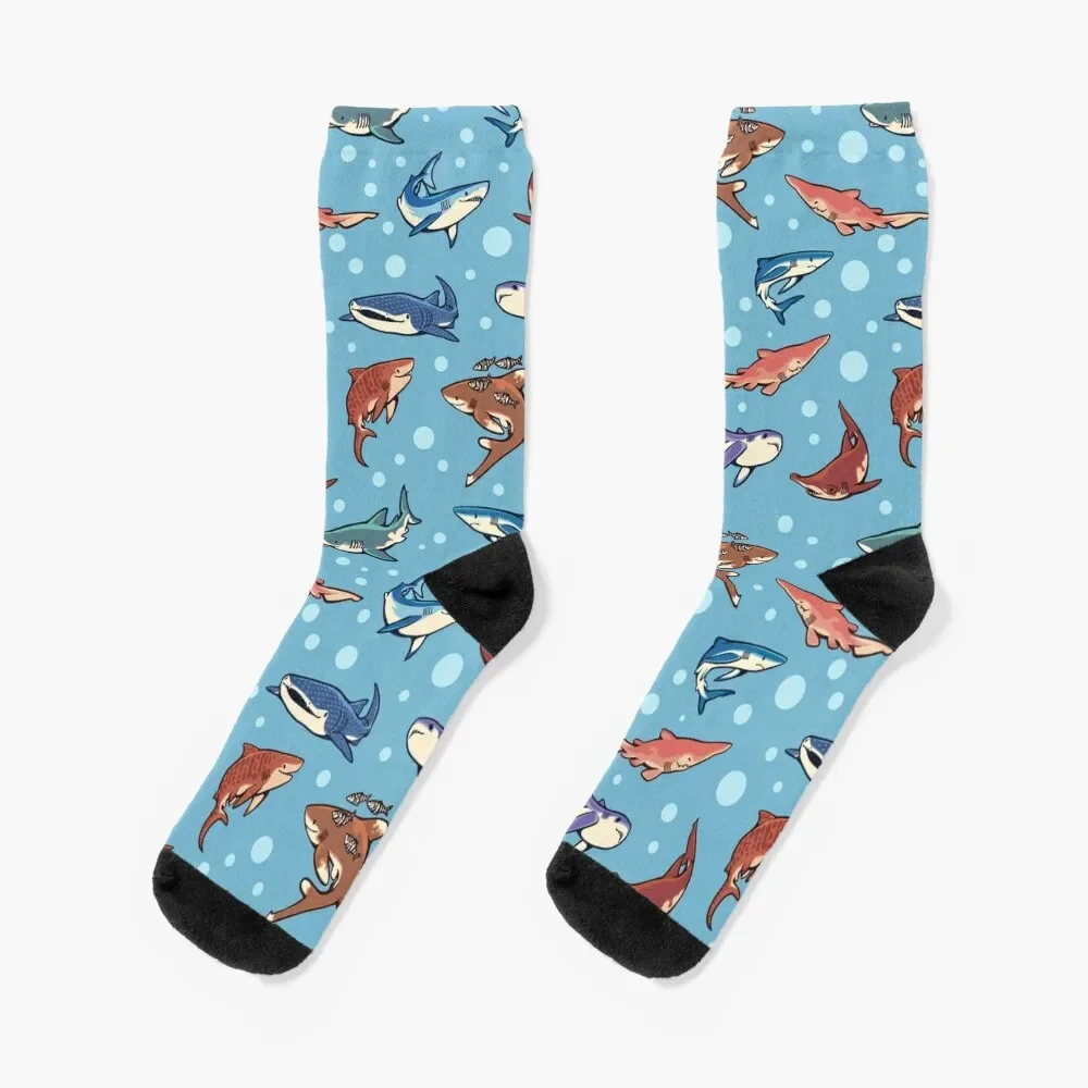 

Sharks in the light blue Socks Running men cotton high quality Children's Socks Women's Men's