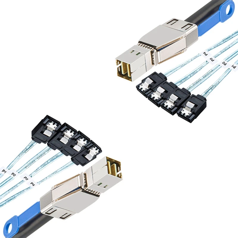 2X Mini SAS HD SFF 8644 to 4 x SATA 7Pin Hard Disk Cable 12Gbps Server