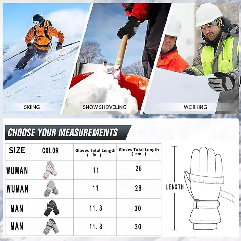 Ski Gloves Waterproof Windproof Anti Sli - Warm Gloves Thermal Touchscreen, For Men Women Outdoor Winter Ski Gloves 4