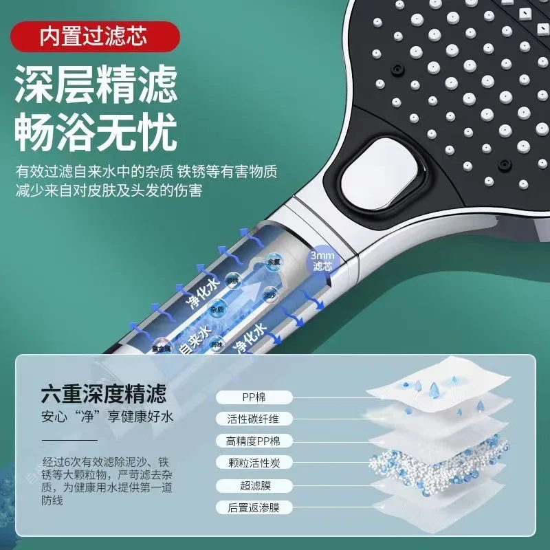 4 Modes Big Shower Head High Pressure Showerhead Portable Filter Rainfall Faucet Tap Bathroom Bath Home Innovative Accessories 6