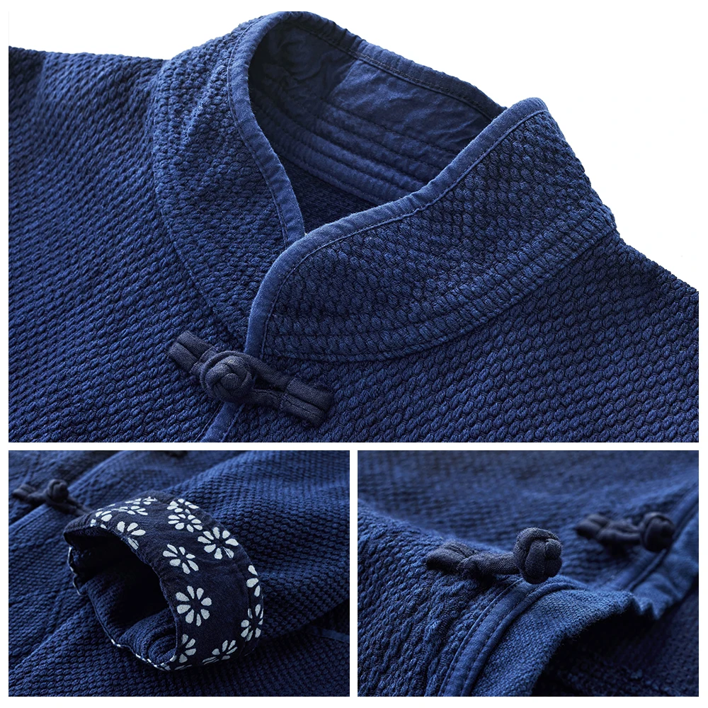 Men Tang Suit Jacket Cotton Chinese Traditional Cardigan Coat Multi-pocket Long Sleeve Autumn Winter men chinese style shirt hanfu jacket