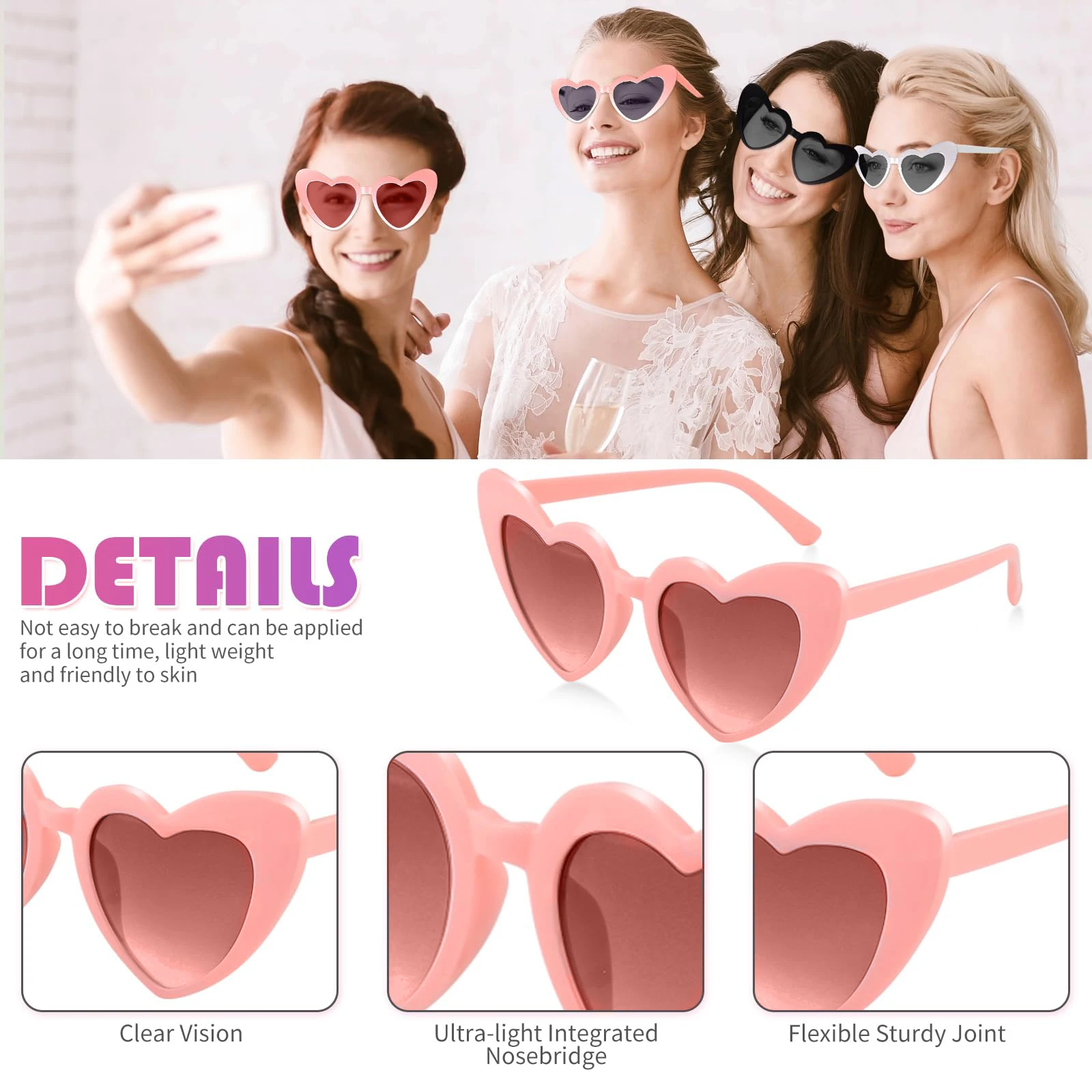 12-100 Pcs Heart Sunglasses Wedding Favors for Guests Bridal Bachelorette Party Gifts Vintage Heart Glasses Birthday Party Favor cosplay glasses party toys