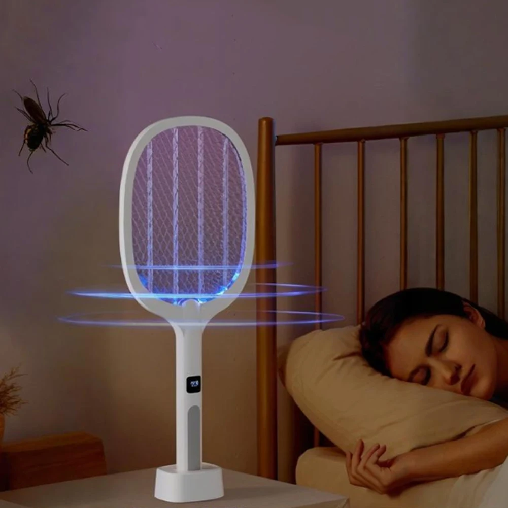 Electric Fly Swatter Rechargeable Electric Mosquito Killer Lamp Bug Zapper Racket Anti Mosquitoes Trap Lamp for Indoor Outdoor