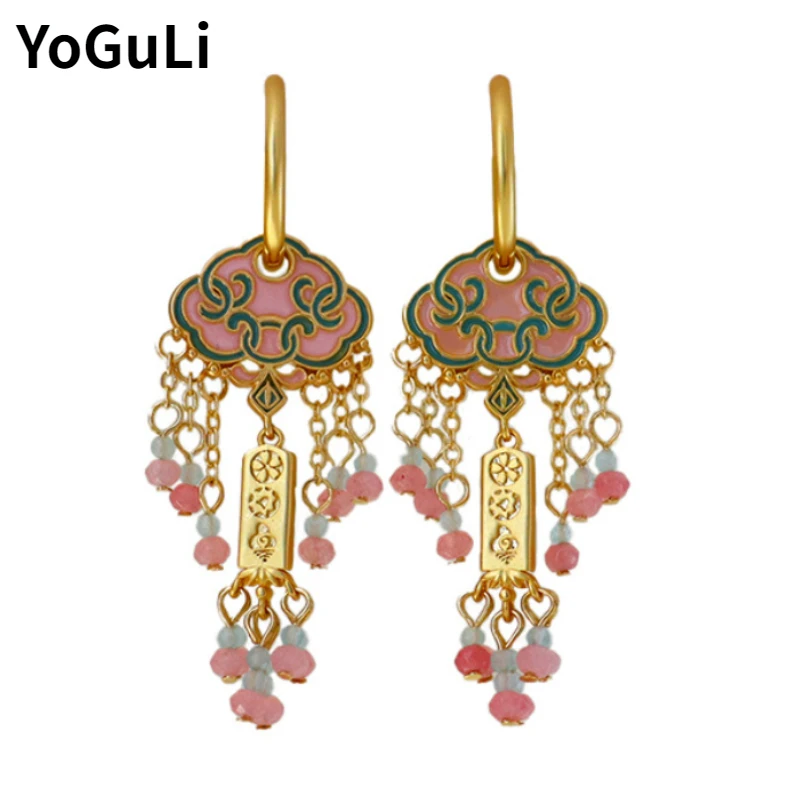 

Fashion Jewelry Vintage Temperament Cloud Patern Bead Drop Earrings For Women Female Gifts Delicate Design Ear Accessories