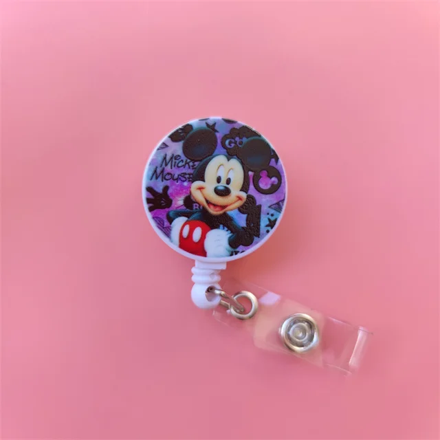 Finex 4 Pcs Set Mickey Mouse Minnie Mouse Winnie The Pooh Tigger  Retractable Badge Holder ID Badge Reel Clip On Card Holders