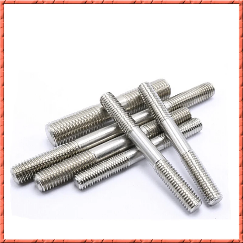 50pcs/lot SS304 M3/M4/M5/M6*16mm-200mm Double End Rods Threaded Bolts Stainless Steel Double Head Screw Non-standard Customized