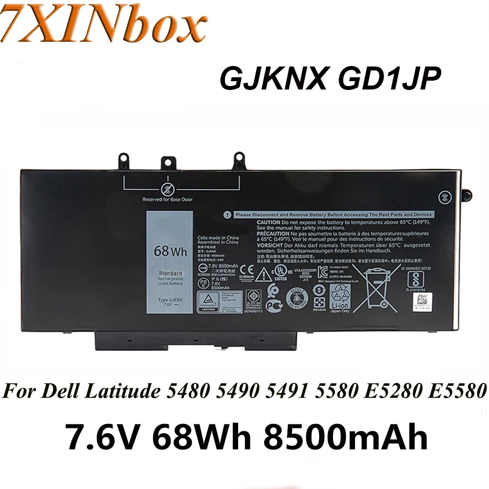 

7xinbox GJKNX 7,6 V 68Wh Аккумулятор для ноутбука Dell Latitude 5488 5495 E5480 E5580 E5490 E5590 5590 5591 для серии Precision 15 3520
