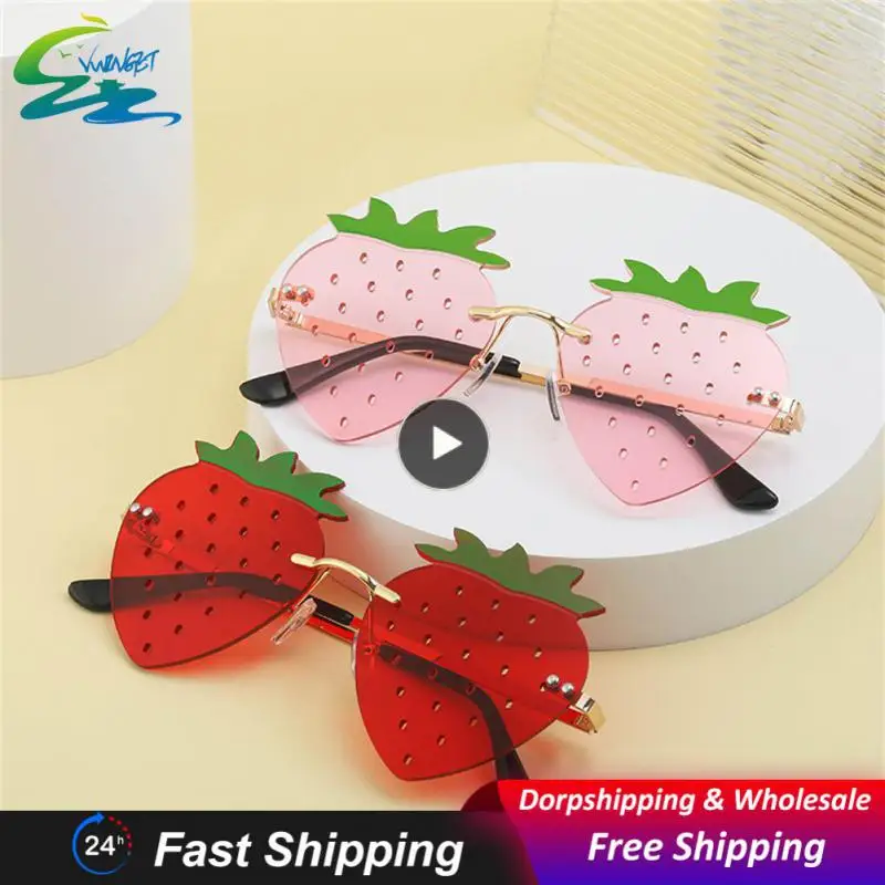 1PCS Unique Colorful Strawberry Sunglasses for Women Men Festival Party Rave Sun Glasses Christmas Decorations Street Snap