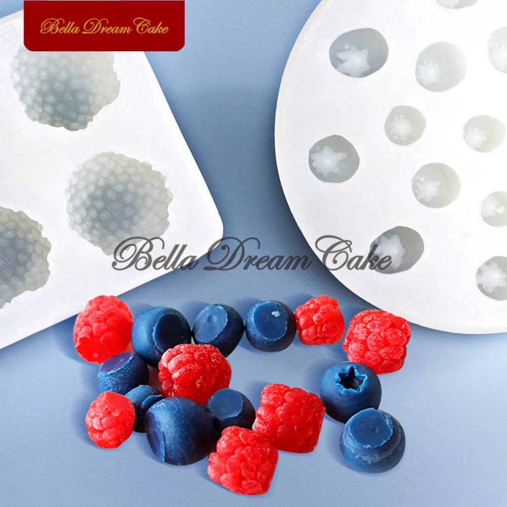 Stampi in silicone per fondente, frutta, stampi in silicone 3D fragola, arancia, lampone e mirtillo, fondente, caramelle, argilla, cioccolato, decorazione per torte, 7,3 x 7,3 cm