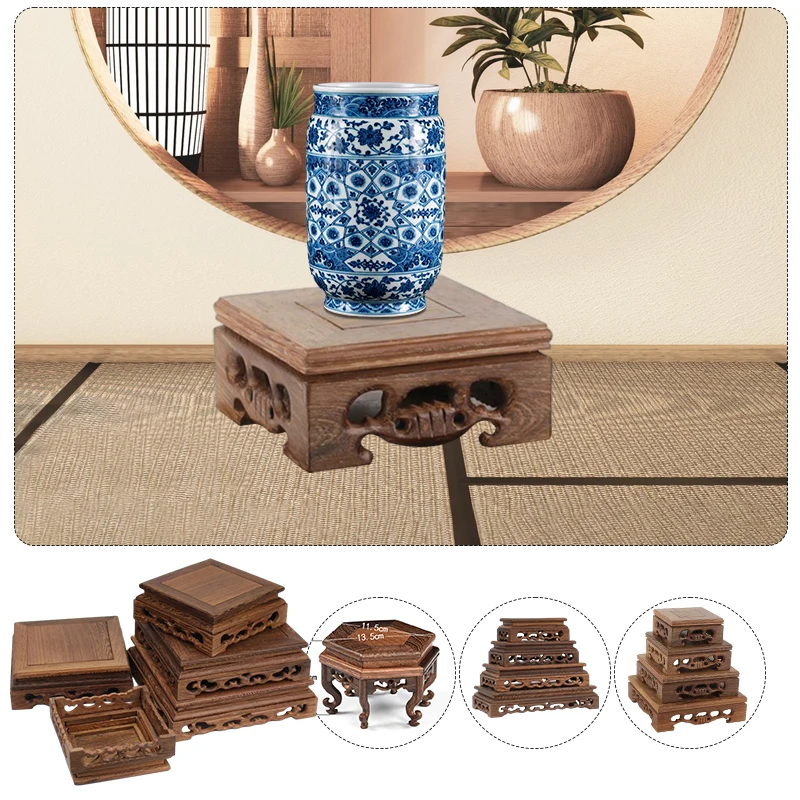 RetroHandmadeWoodenCarvedPedestalDisplayStandDelicateSmall