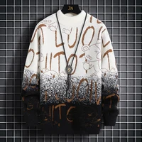 Harajuku Sweater Men's Y2K Knitted Letter Printing Sweater Men's Wool Pullover Men's Retro Knitted Color Block Tops 1