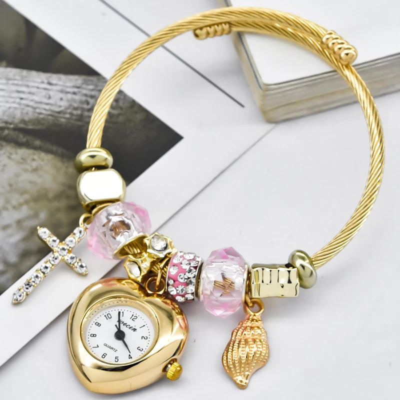 Women watches fashion women bracelet watch love casual elegance stylish embellishments refined round quartz watch