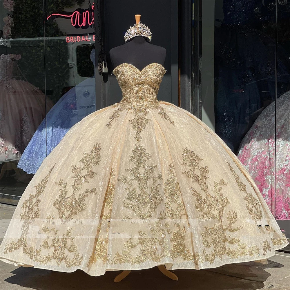 Princess Ball Gown Quinceanera Dresses Beads Appliques Sweet16 Dress Vestidos De 15 A&ntilde;os Customized