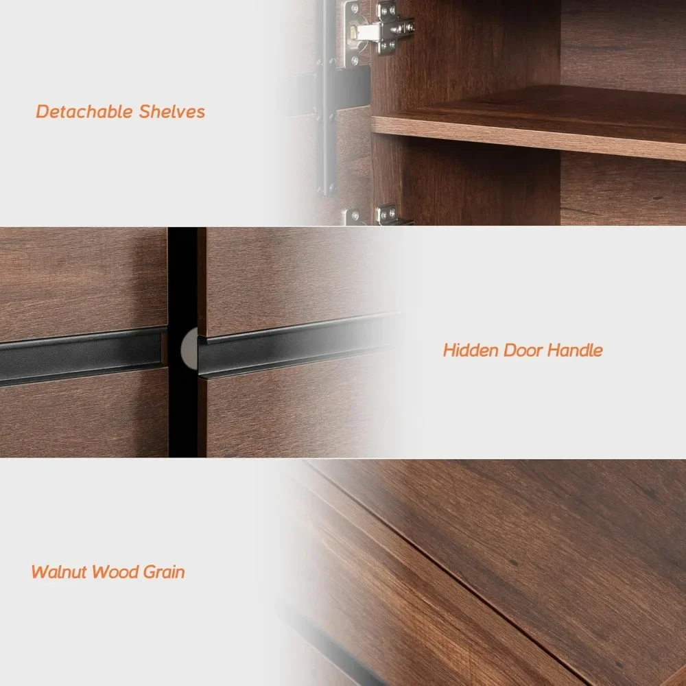 3 in 1 Modern TV Stand for TVs up to 110 inch, Wood Entertainment Center TV Console with Storage Cabinets and Metal Base