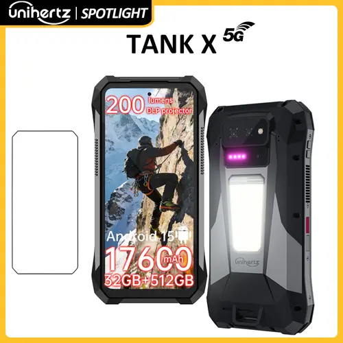 World premiere】Unihertz by 8849 TANK X Rugged Phone 5G Android 15 Built-in 1080P 220 lumen Projection 17600mah Battery 32+512GB - Image 8