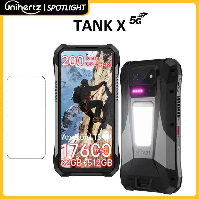 World premiere】Unihertz by 8849 TANK X Rugged Phone 5G Android 15 Built-in 1080P 220 lumen Projection 17600mah Battery 32+512GB - Image 8
