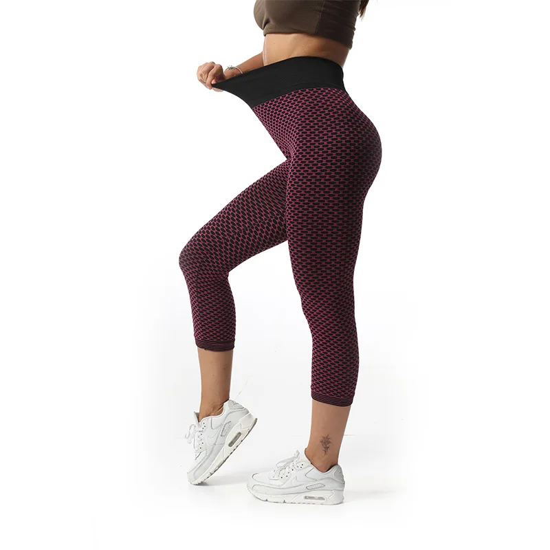 VISNXGI Grid Tight Yoga Pants Women Seamless High Waist Leggings Breathable Gym Fitness Push Up Clothing Workout Capris Mid-Calf aerie leggings