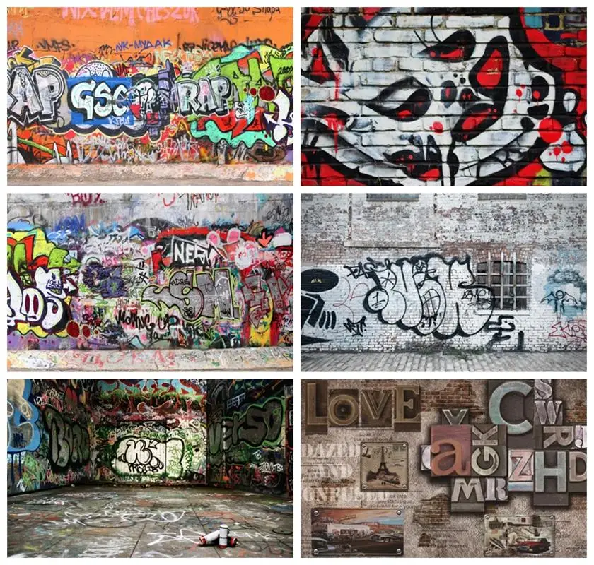 Laeacco Old Graffiti Wall Grunge Portrait Photography Backgrounds Baby Birthday Backdrops Vinyl Photophone For Photo Studio Prop |
