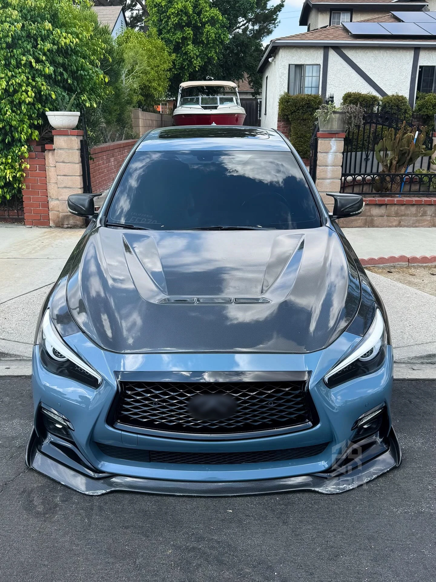 인피니티 Q50 Q50S 레드 스포츠 2018+용 Q50 카본 파이버 프론트 친 립 스포일러 고품질 카본 파이버 프론트 범퍼 스플리터