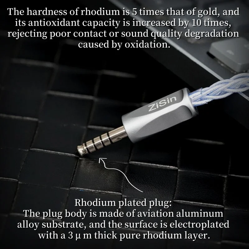 ZiSin-326 In-Ear Headphone Upgrade Cable with Rhodium Plated 4.4mm