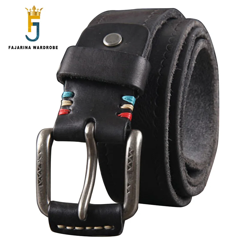 FAJARINA Quality Personality Tide Men's Cowhide Genuine Leather Belt Western Retro Style Cow Skin Clasp Belts Men Jean N17FJ090