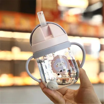 손잡이가 달린 어린이 우유 빨대 컵, 2 세 유치원 물컵, 250ml, 여름