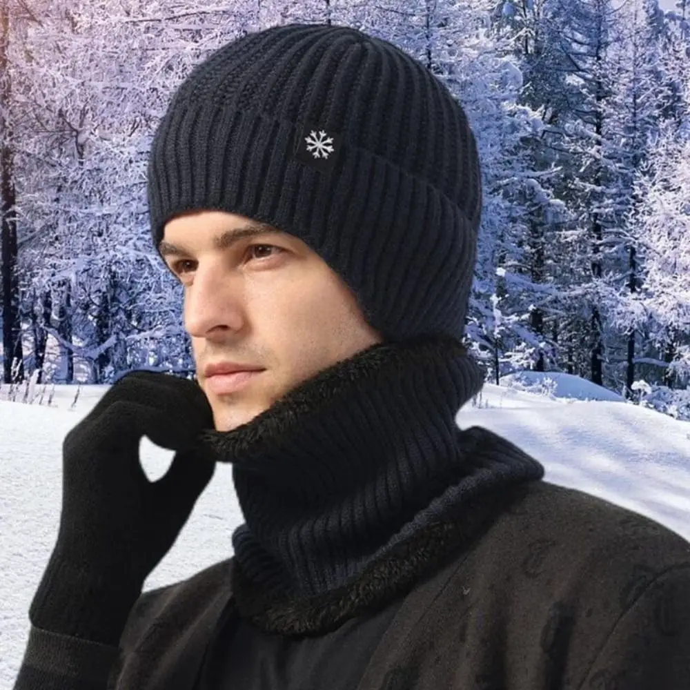 

Unisex Winter Knitted Hat Fashion Windproof Cold protection Ear Protector Cap Thick Fleece Neck Warm Beanie Hat