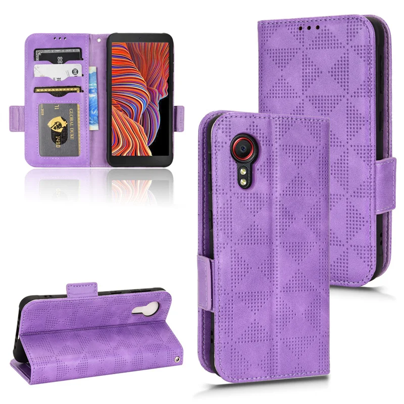 Funda De Cuero Resistente A Los Arañazos Para Samsung Xcover 5 Sm-G525F, Funda De Teléfono Con Correa Triangular Simétrica