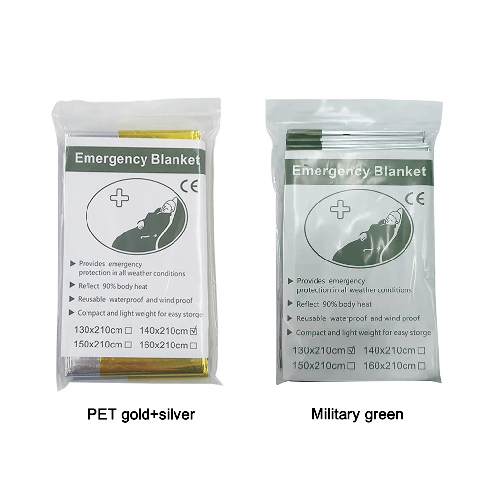 Outdoor Emergency Blanket Survival First Aid Rescue Kit Waterproof Foil Thermal Blanket Insulation Hot for Camping 5Pcs