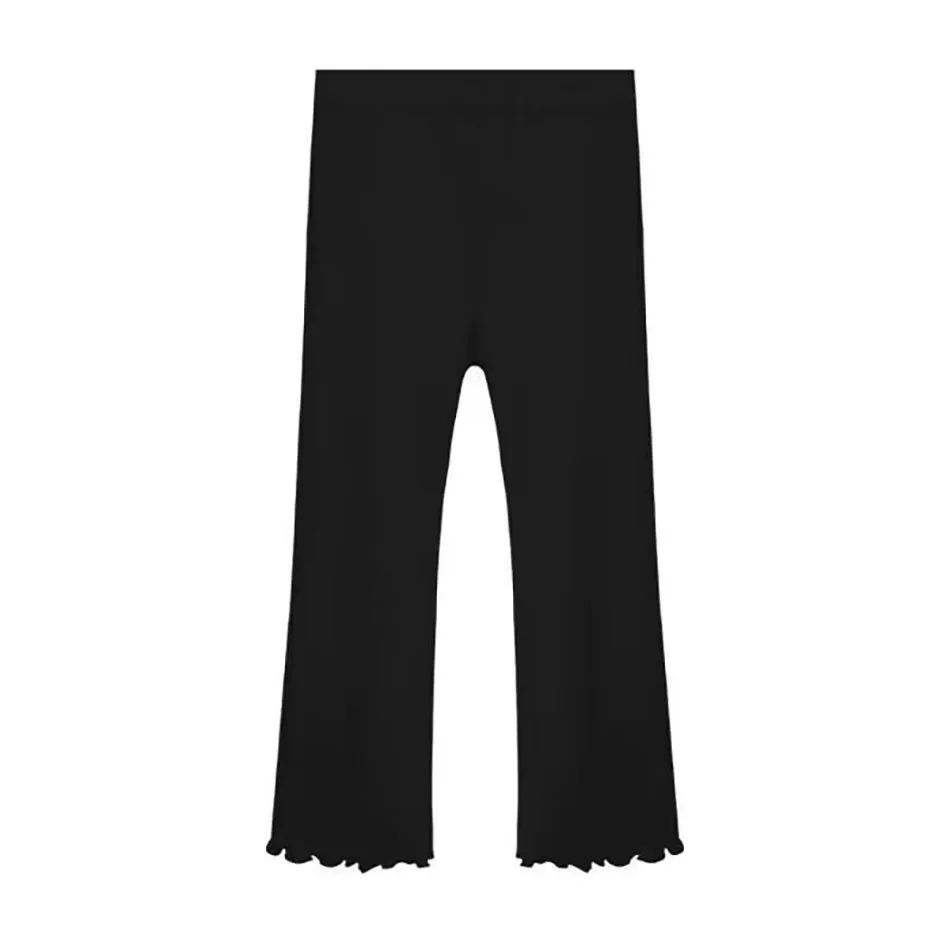 Children Summer Solid Color Thin Ribbed Knit Flared Pants Girls Casual Trousers Korea Fashion Pants Girl Princess Style Capris