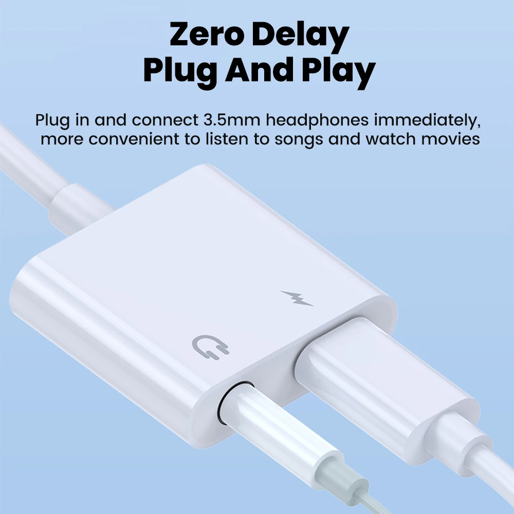 60W Dual Function Audio OTG Adapter with USB C and 3.5mm Headphone Ports