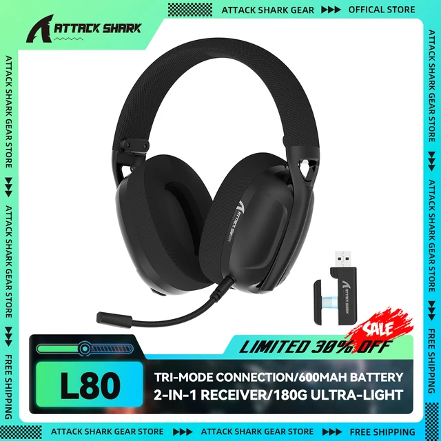 ATTACK SHARK L80 180g Ultra-Light Gaming Headset, Pluggable