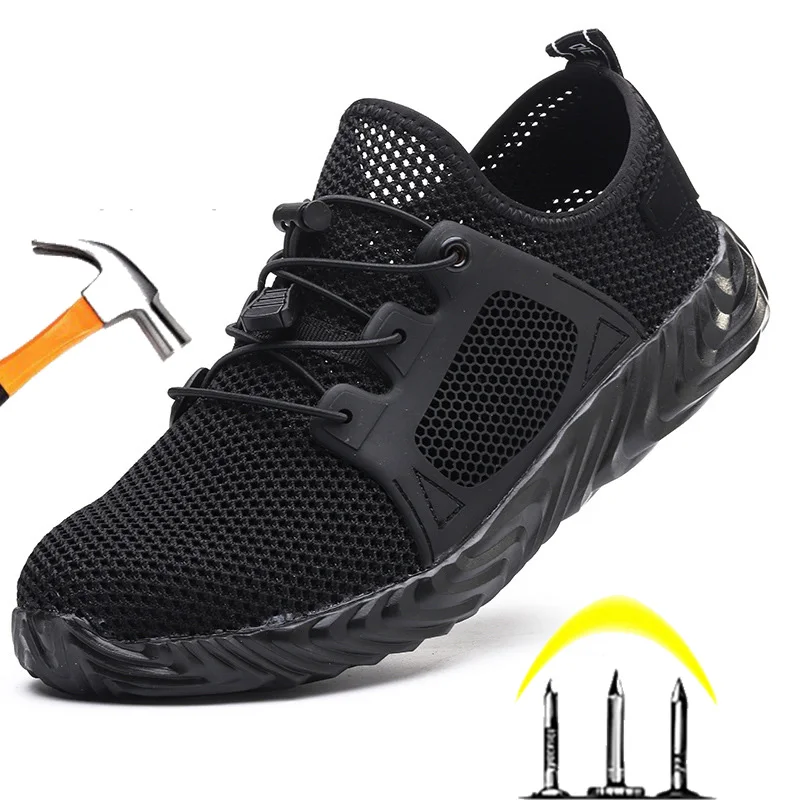 

Safety Shoes Men With Steel Toe Cap Anti-smash Men Work Shoes Sneakers Light Puncture-Proof Indestructible Anti-smash Shoes